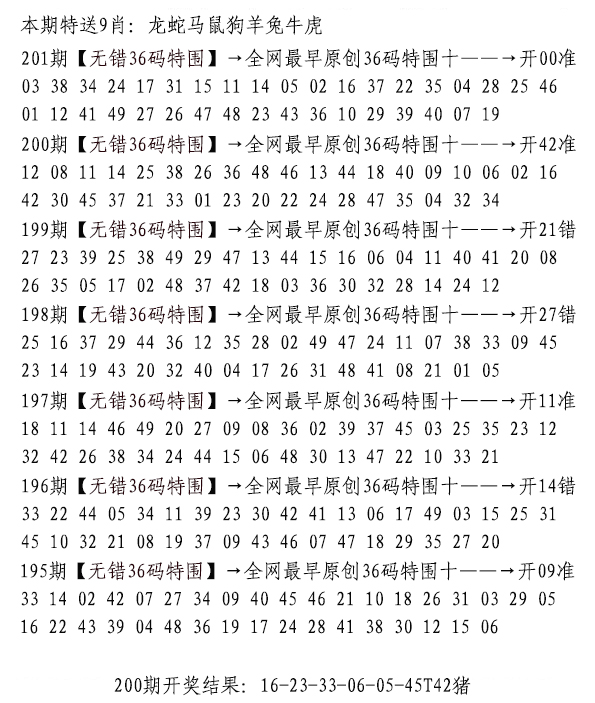 2024201期无错三十六码