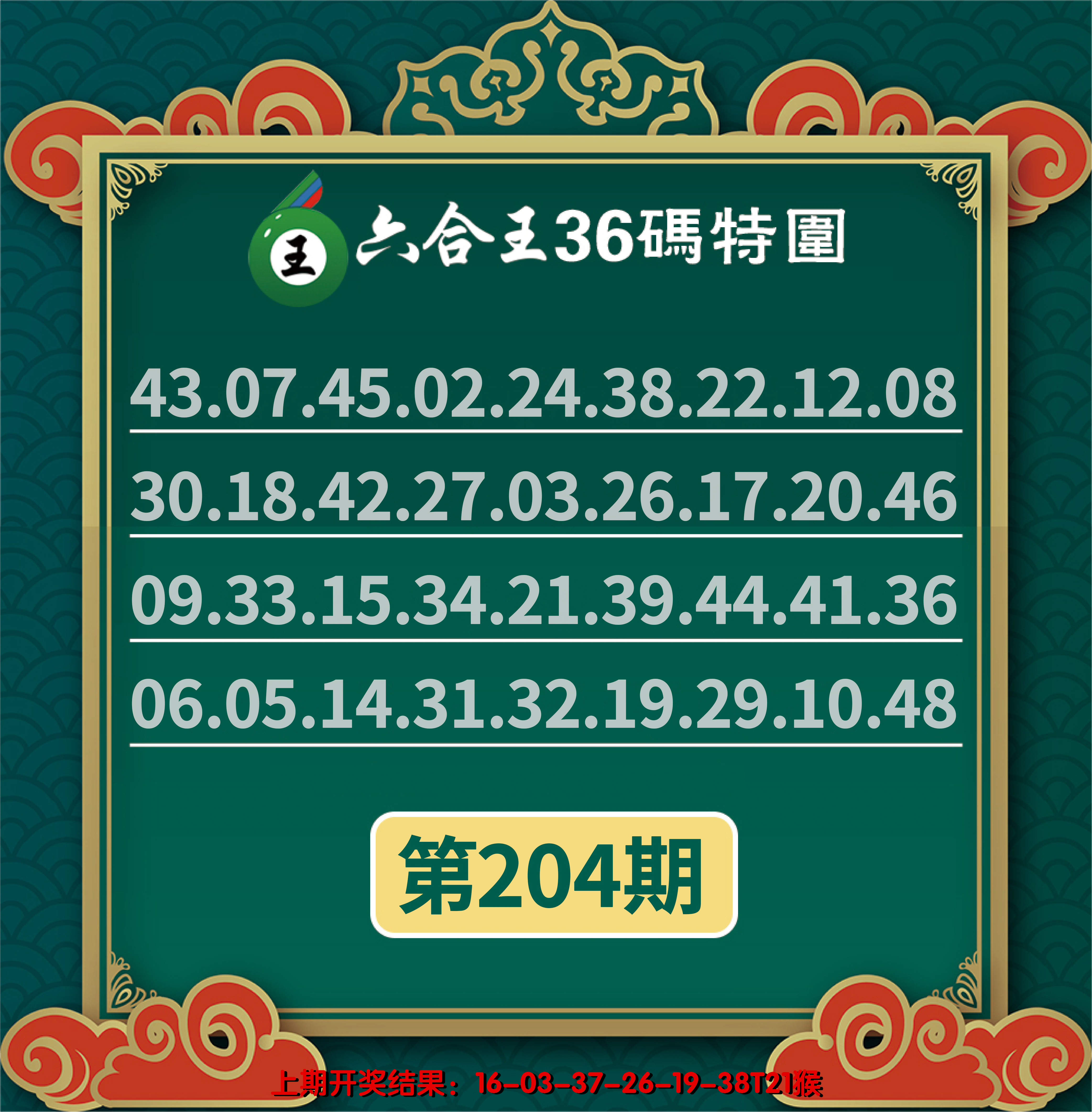 2024204期六合王三十六码特围