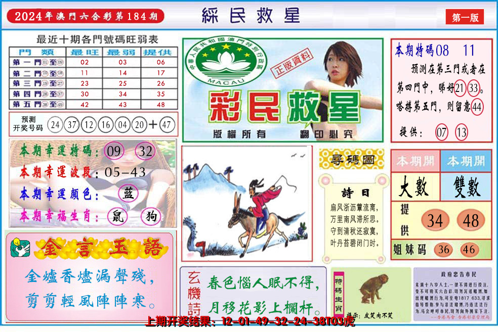 2024184期澳门彩民救星