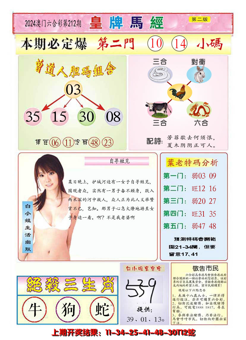 2024212期澳门皇牌马经B