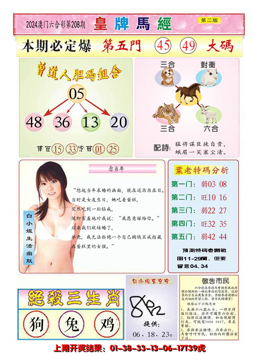 2024208期澳门皇牌马经B