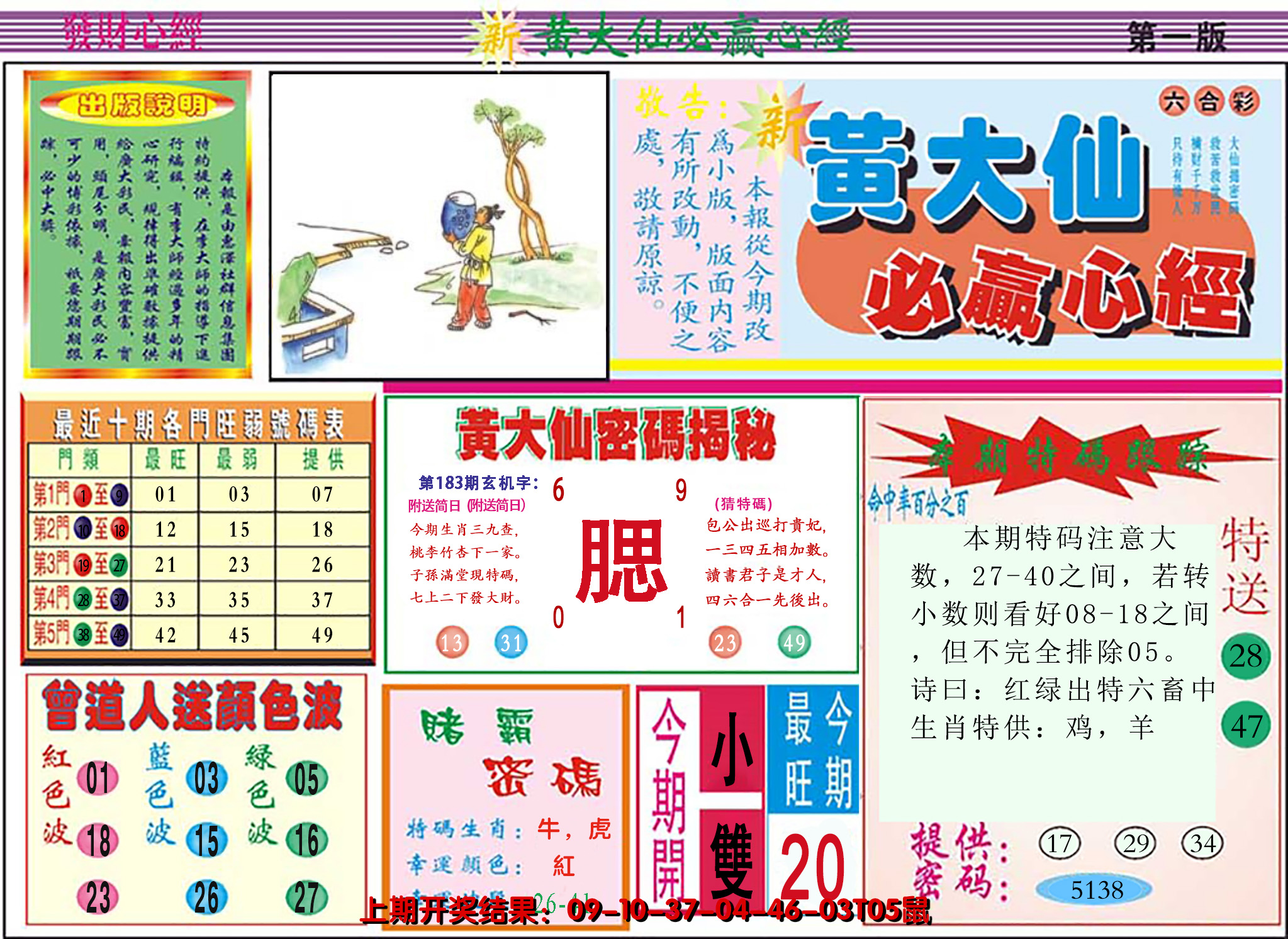 2024183期澳门黄大仙必赢心经