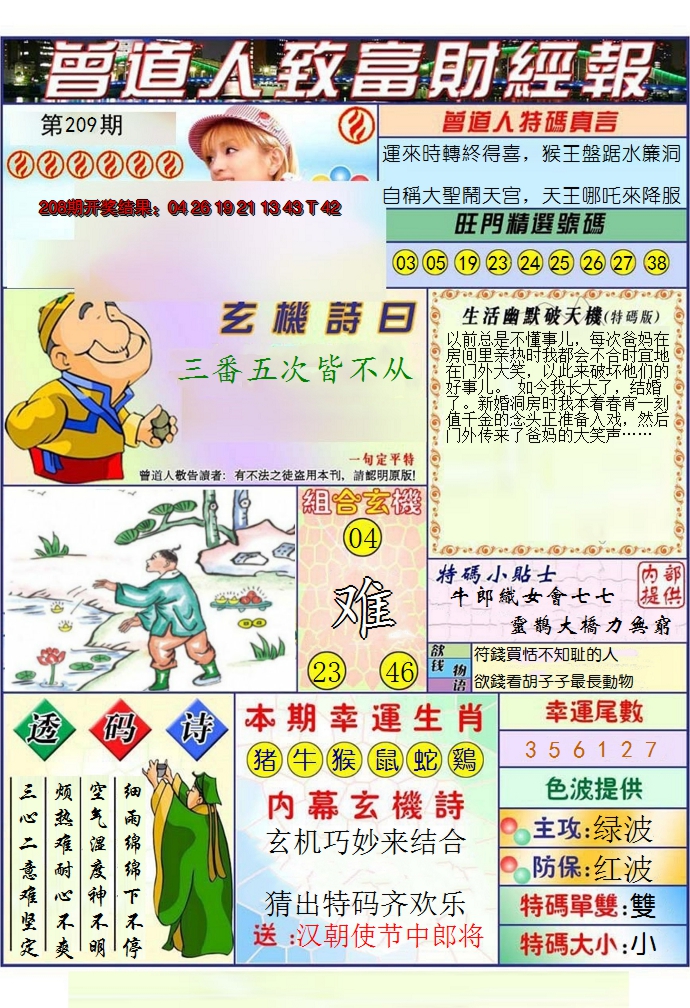 2024209期澳门曾道人致富财经报