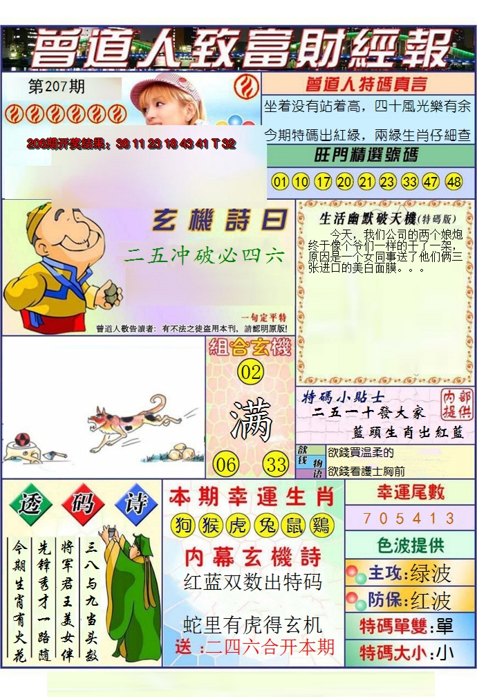 2024207期澳门曾道人致富财经报