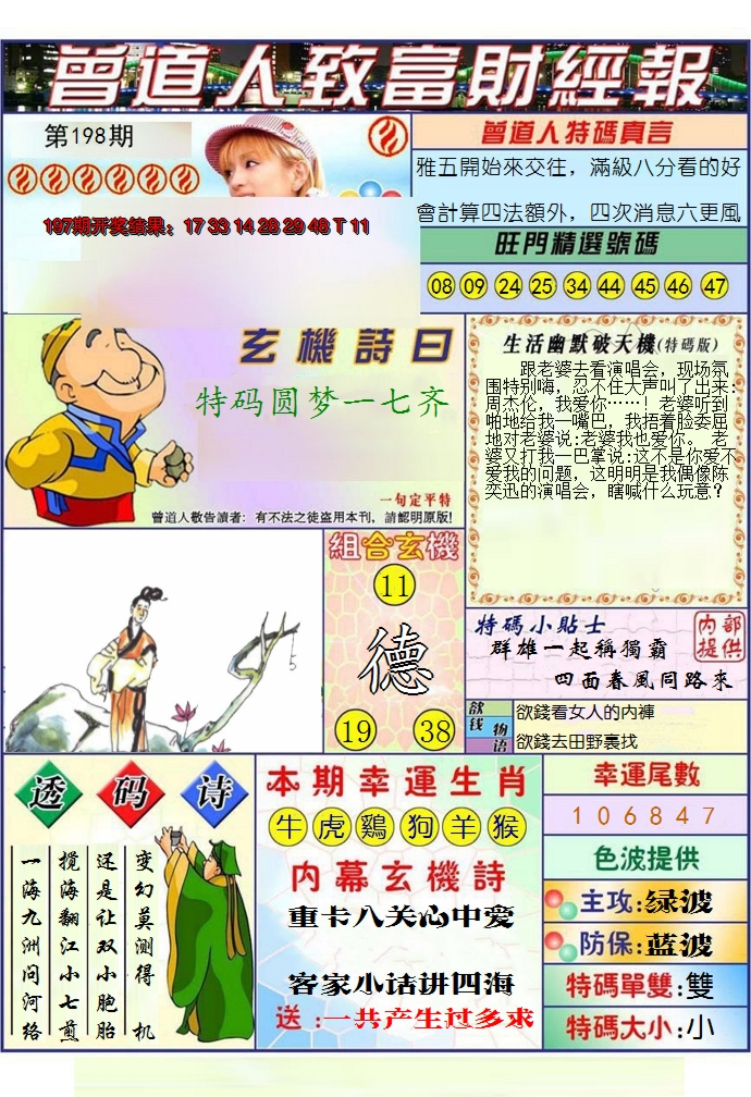 2024198期澳门曾道人致富财经报