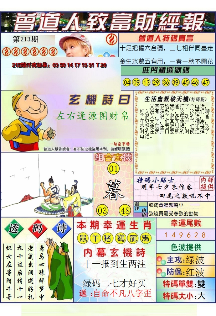 2024213期澳门曾道人致富财经报