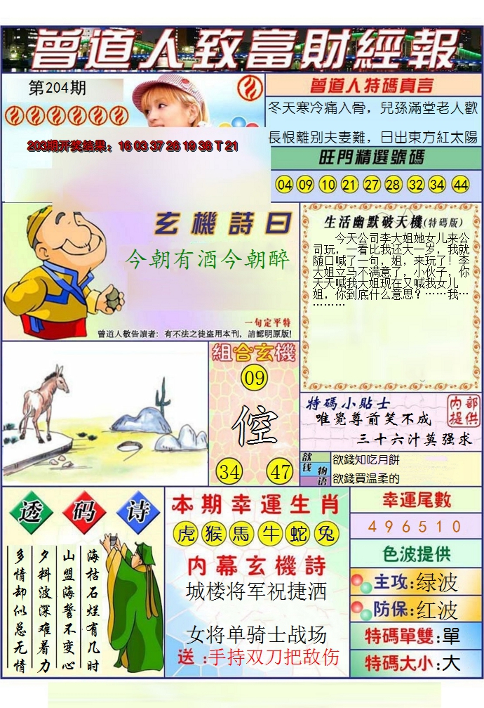 2024204期澳门曾道人致富财经报