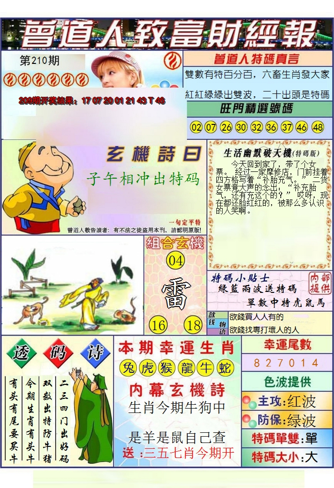 2024210期澳门曾道人致富财经报