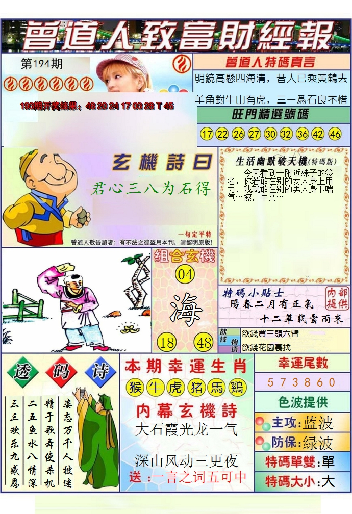 2024194期澳门曾道人致富财经报
