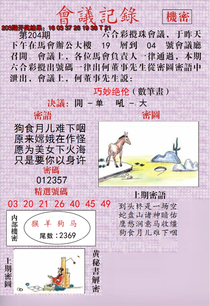2024204期澳门会议记录