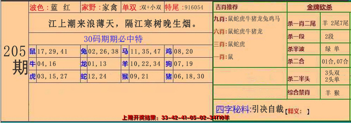 2024205期30码中特