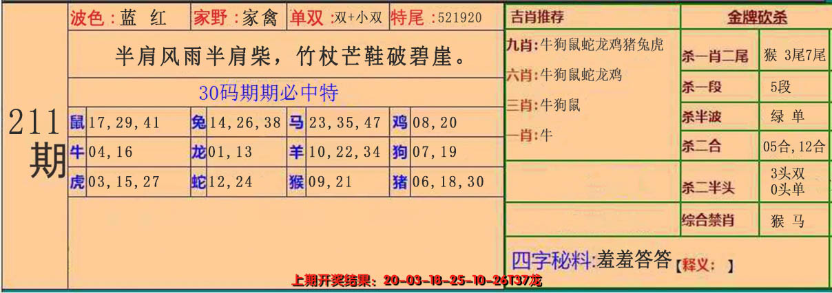 2024211期30码中特