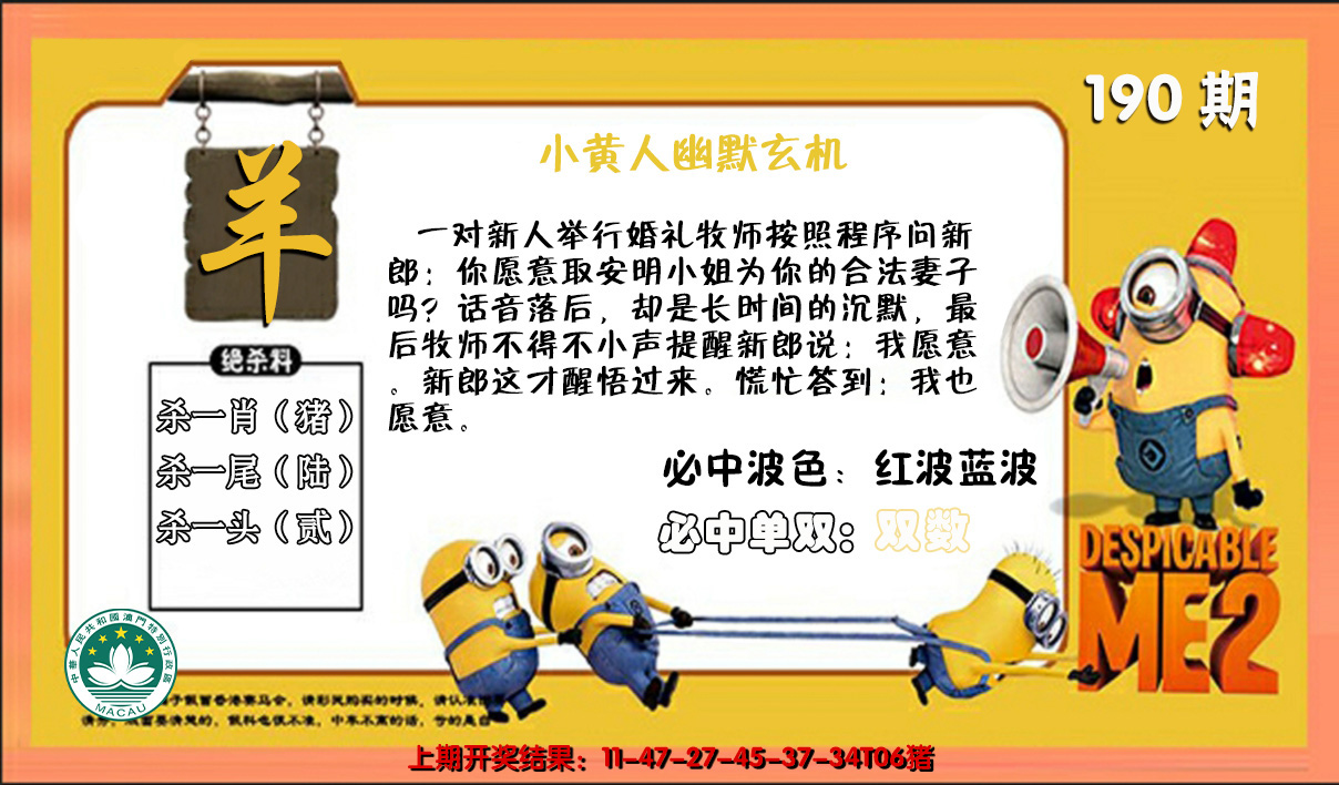 2024190期小黄人幽默玄机