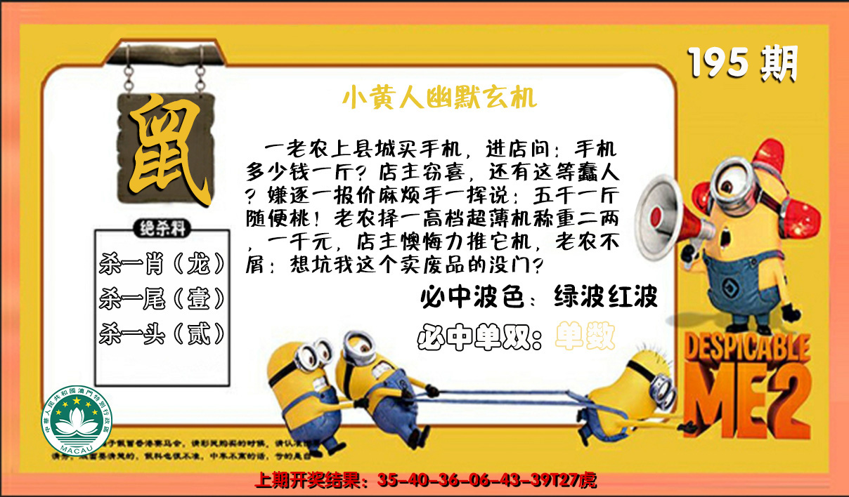 2024195期小黄人幽默玄机