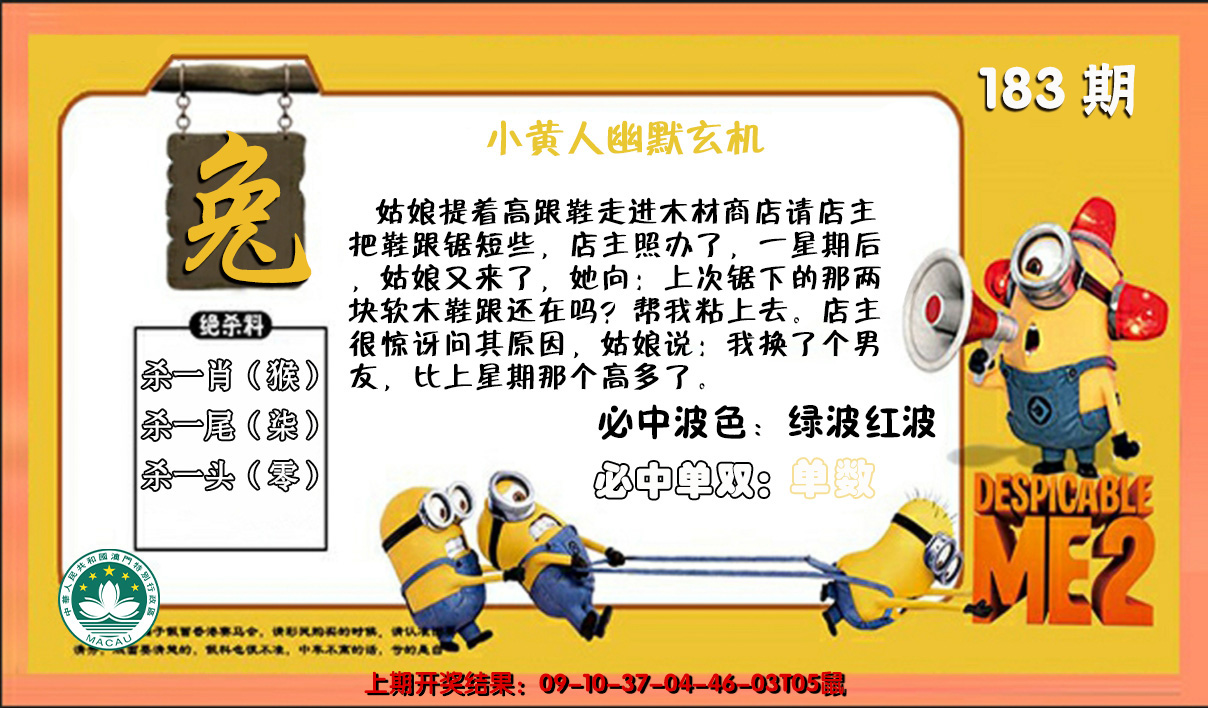 2024183期小黄人幽默玄机