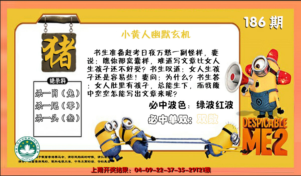 2024186期小黄人幽默玄机