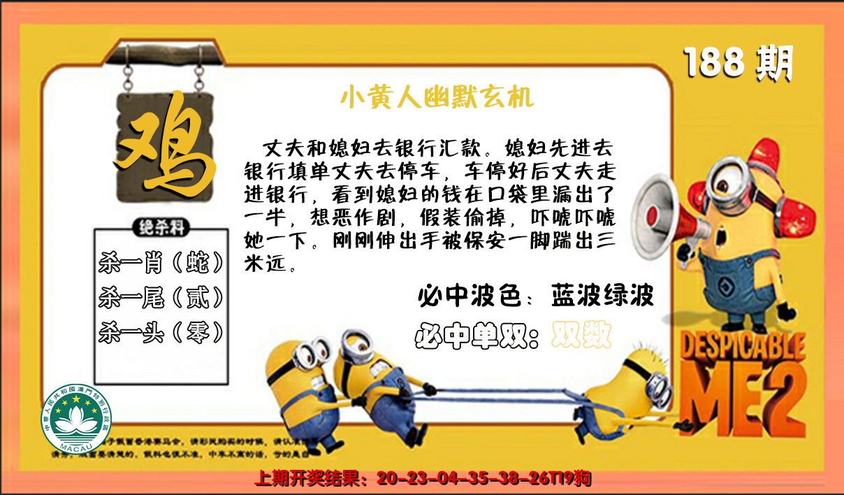 2024188期小黄人幽默玄机