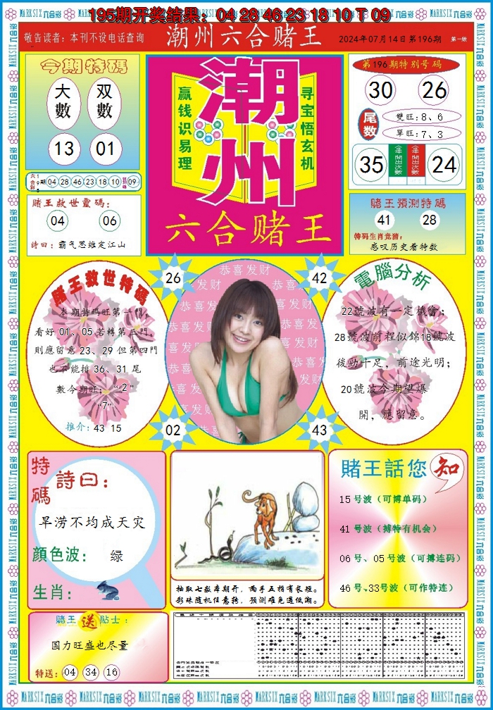 2024196期潮州六合赌王A