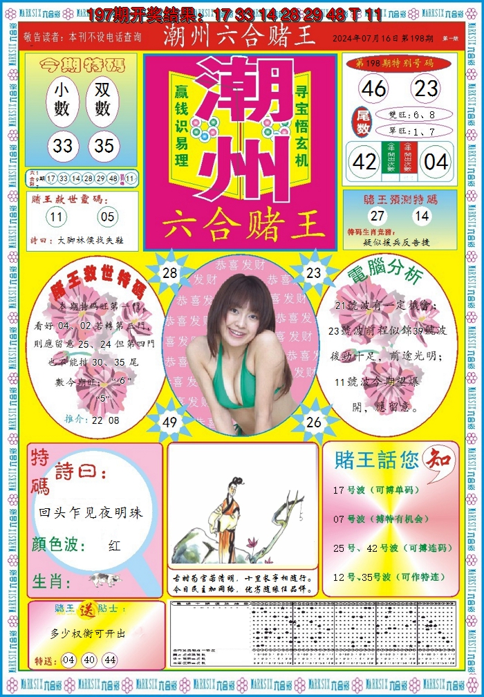 2024198期潮州六合赌王A