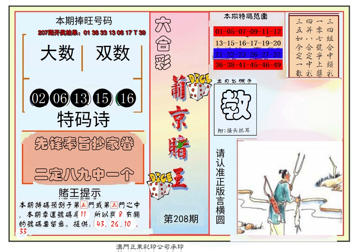 2024208期葡京赌王彩