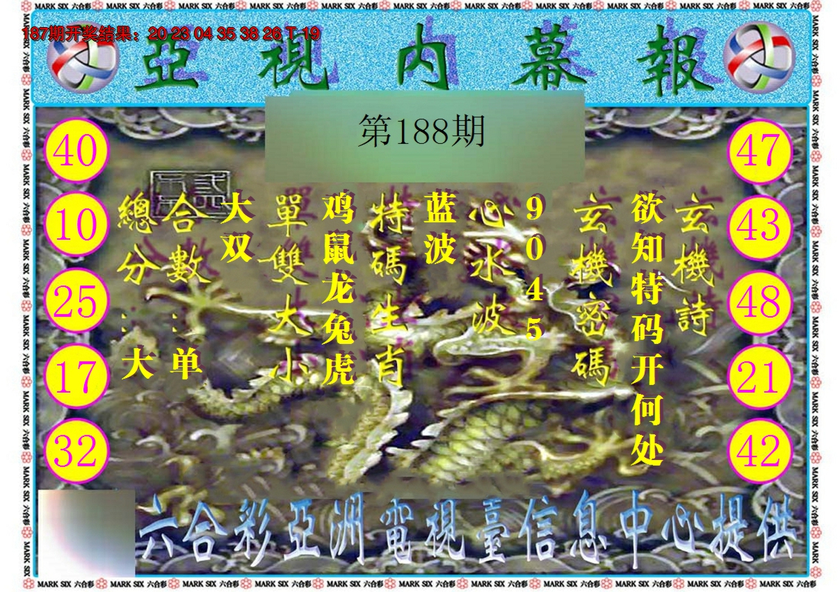 2024188期亚视内幕报