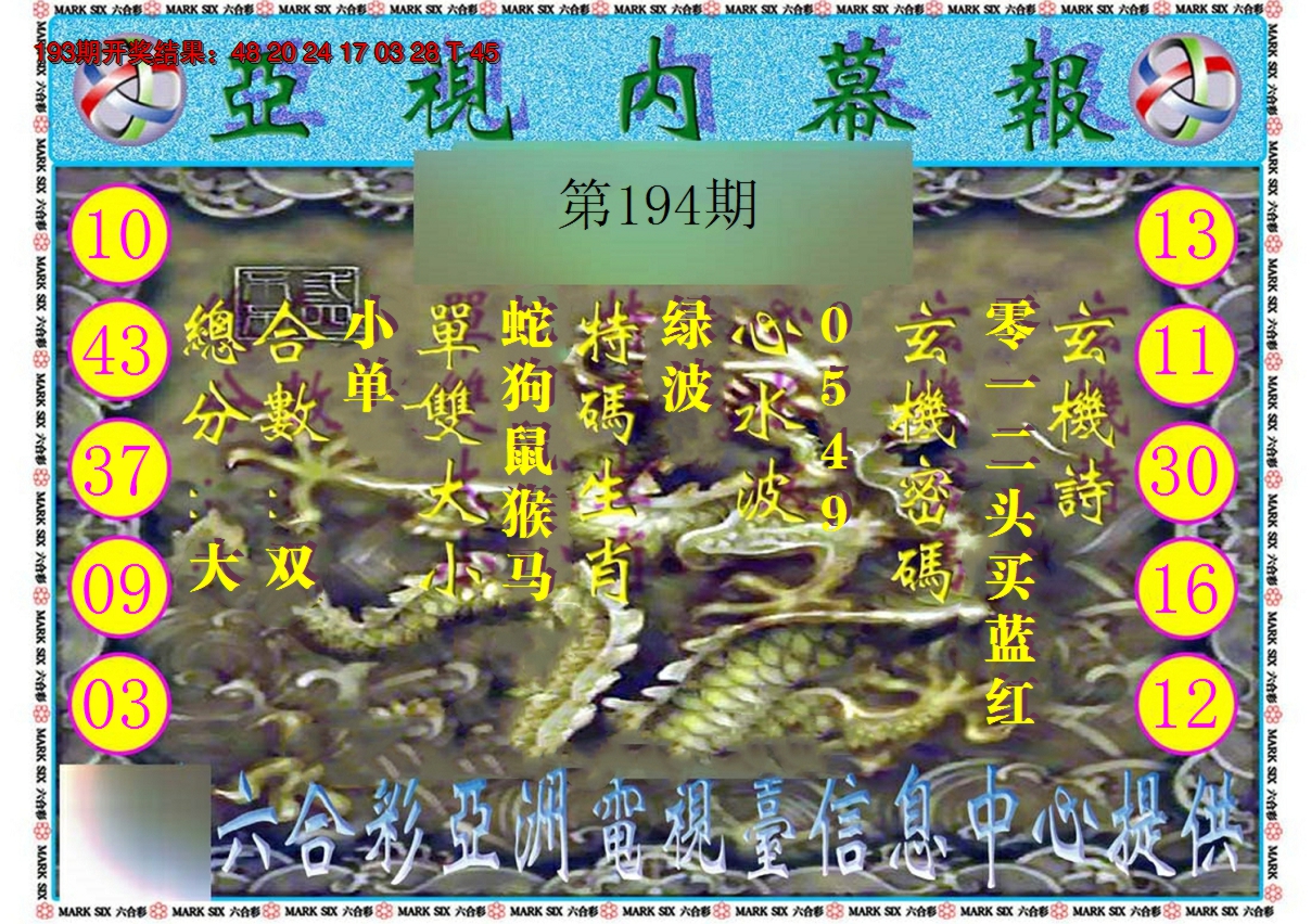 2024194期亚视内幕报