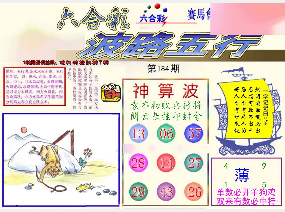 2024184期波路五行