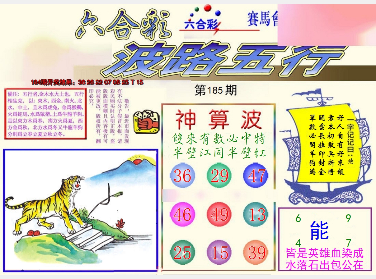 2024185期波路五行