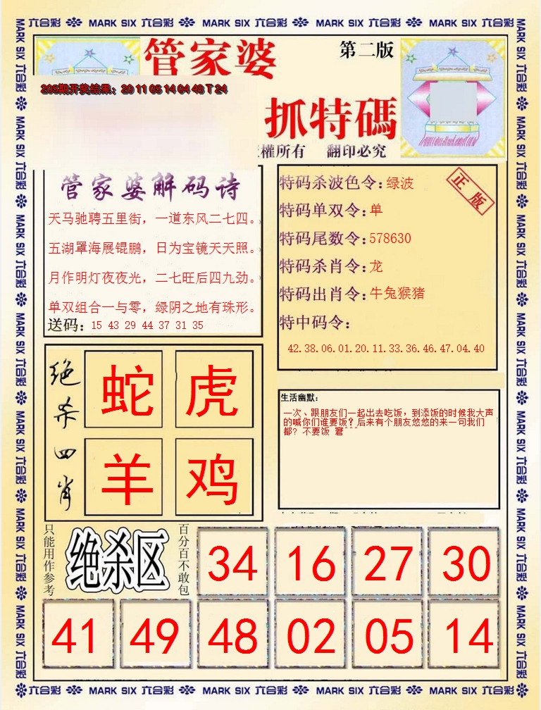 2024206期管家婆抓特码B