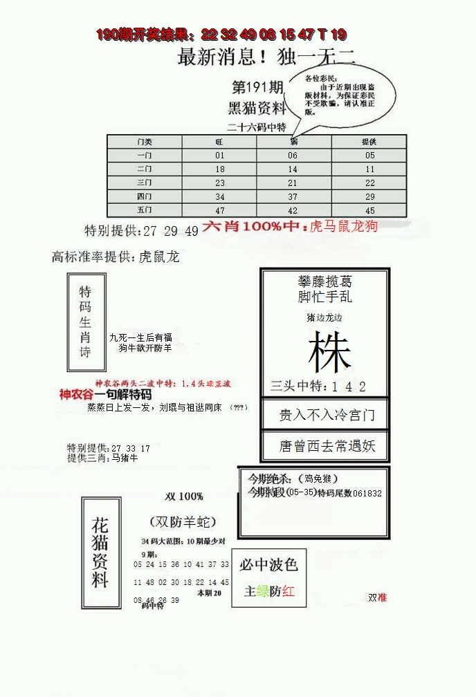 2024191期独一无二(正)