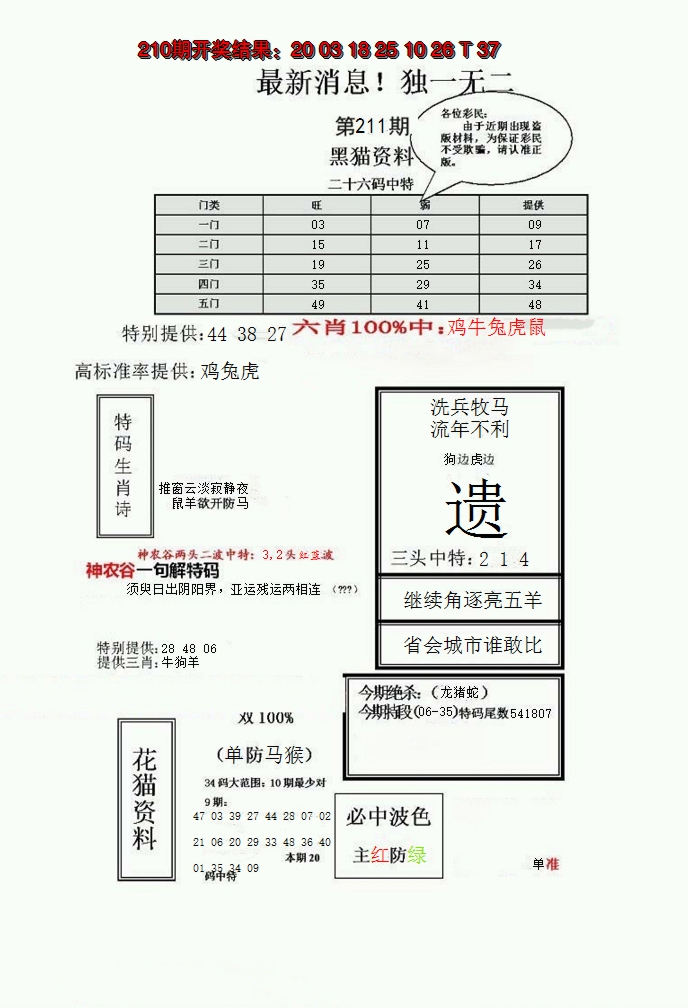 2024211期独一无二(正)