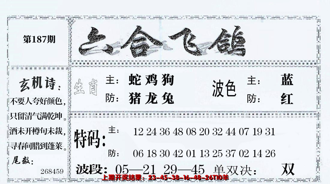 2024187期六合飞鸽
