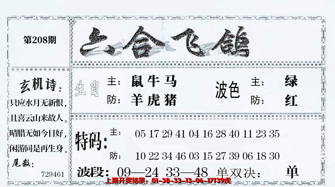 2024208期六合飞鸽