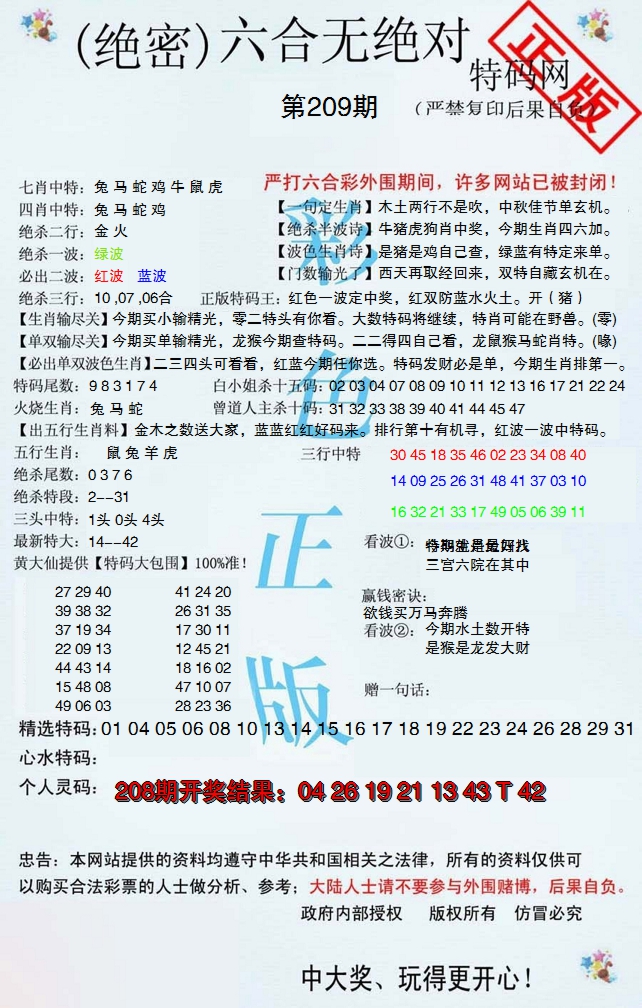 2024209期六合无绝对