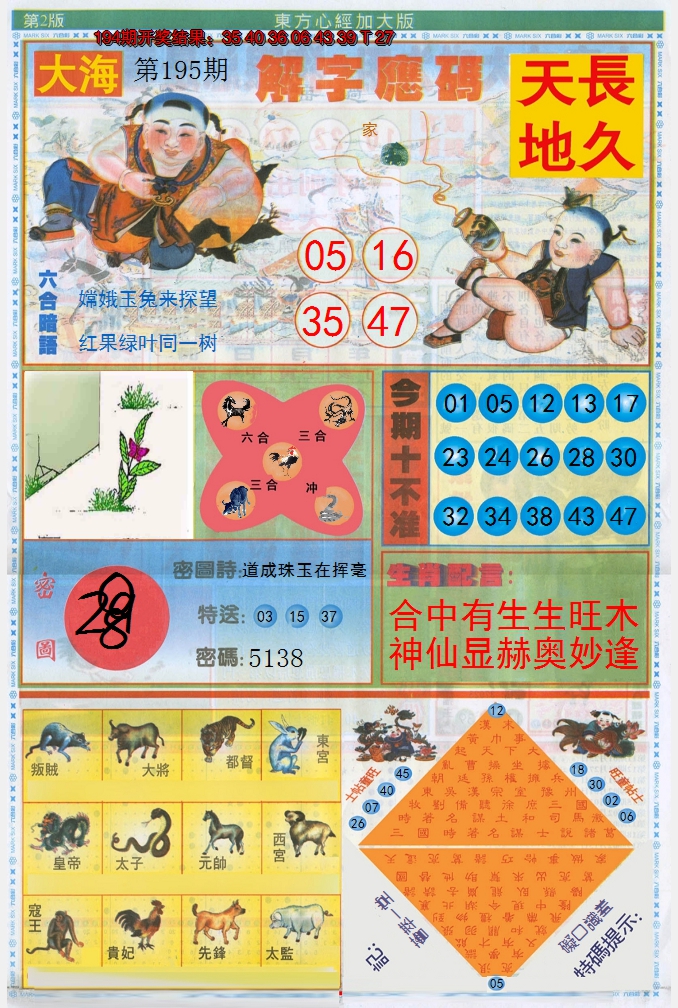 2024195期东方心经B加大版