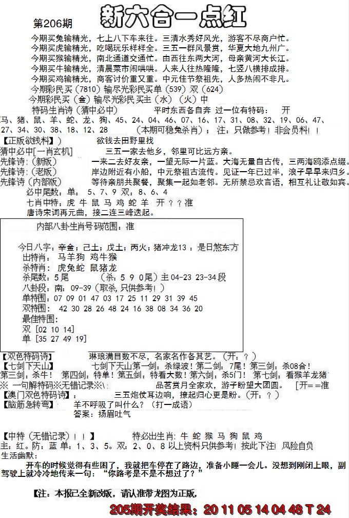 2024206期六合一点红A