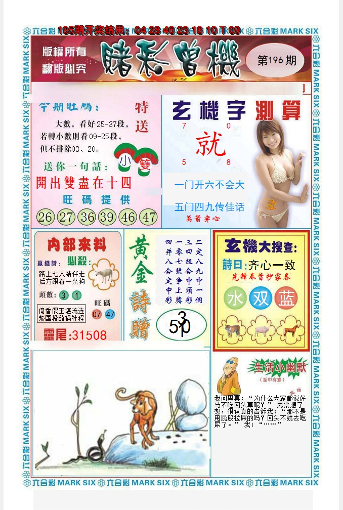 2024196期赌彩曾机