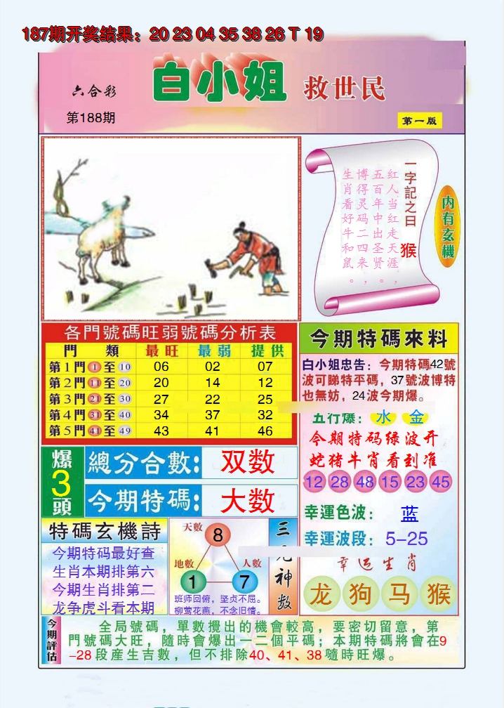 2024188期白小姐救世民A