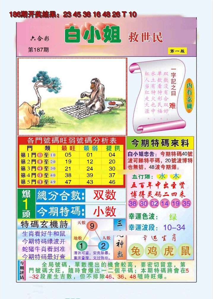 2024187期白小姐救世民A