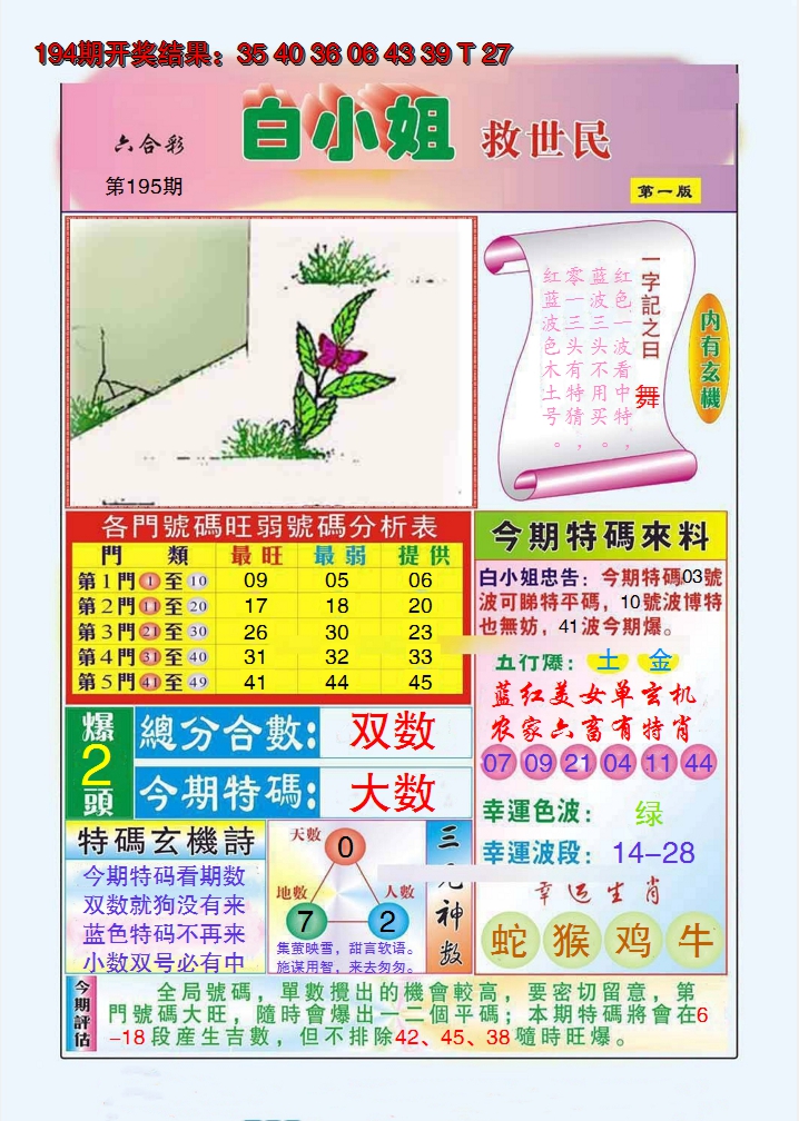2024195期白小姐救世民A