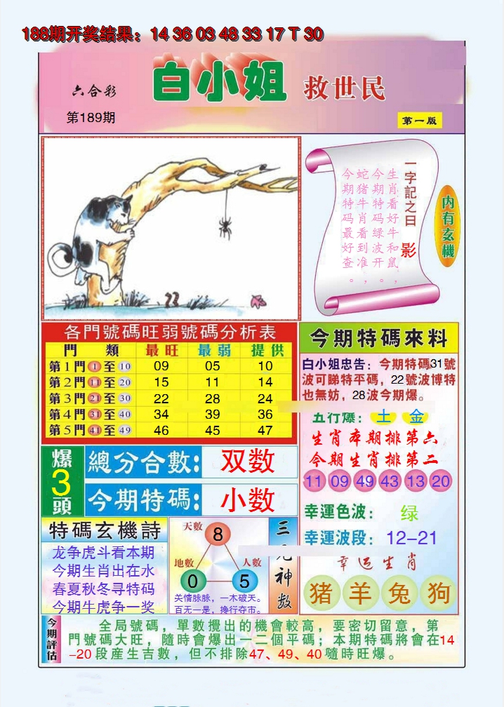 2024189期白小姐救世民A