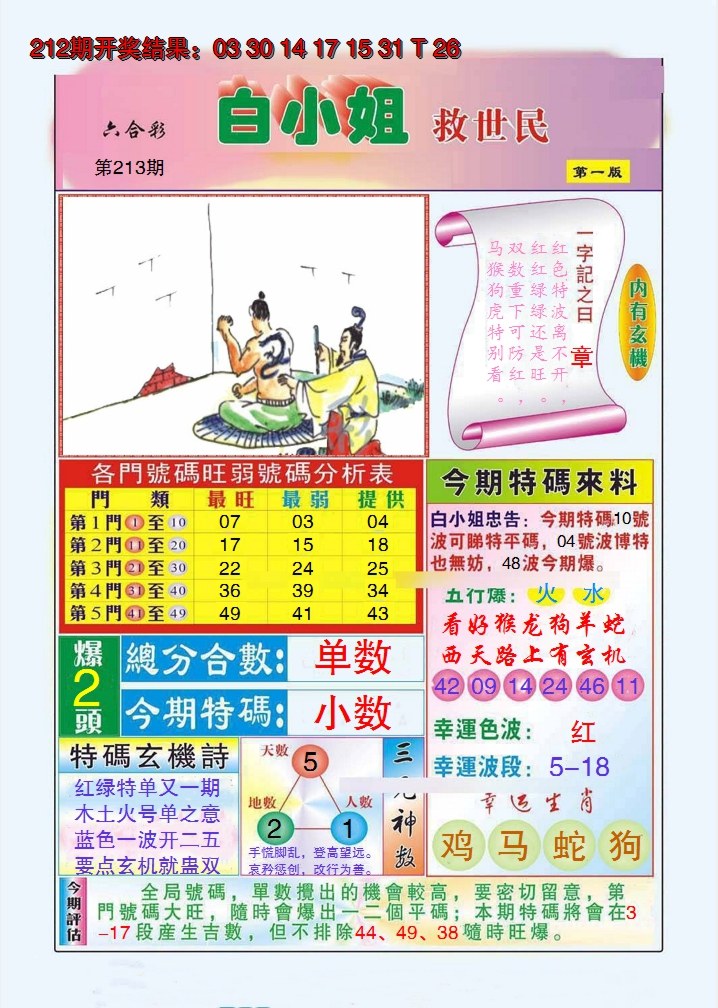 2024213期白小姐救世民A