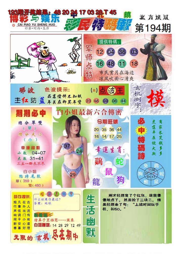2024194期中北彩民特码报
