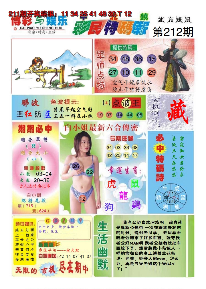 2024212期中北彩民特码报