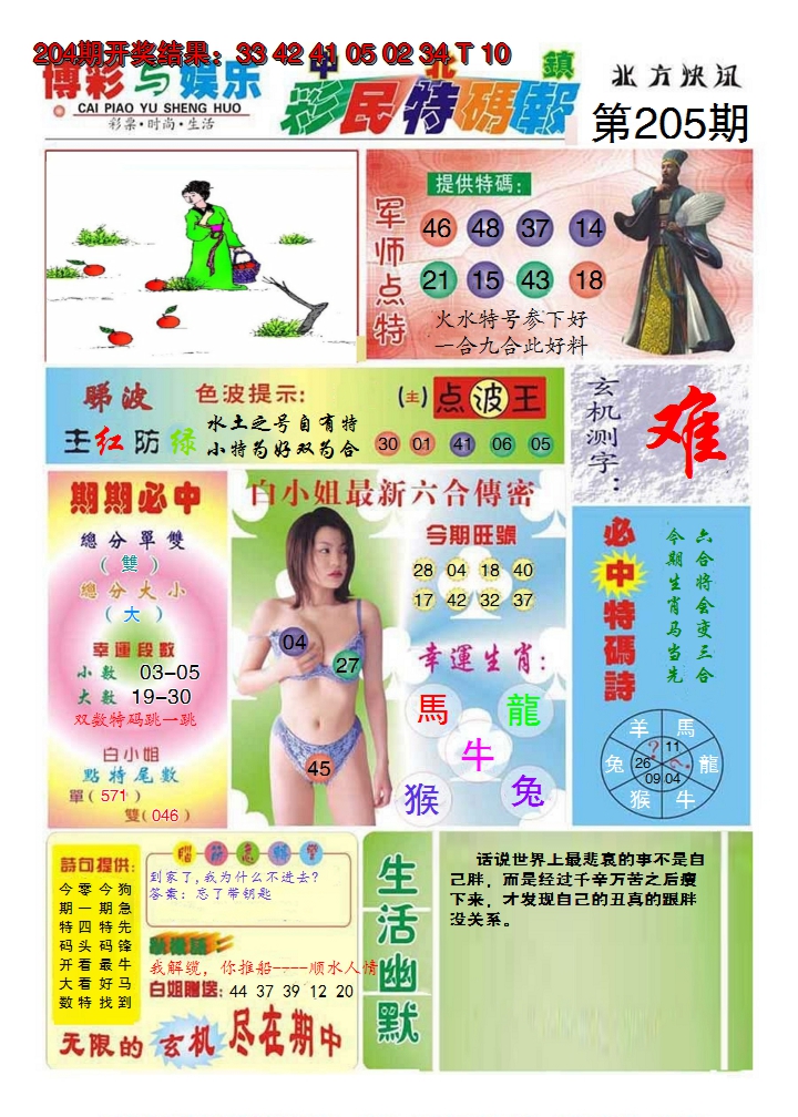2024205期中北彩民特码报