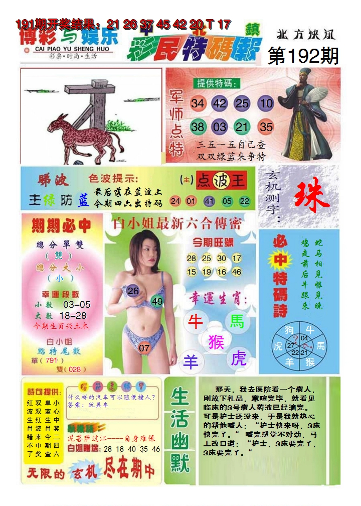 2024192期中北彩民特码报
