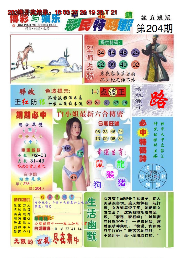 2024204期中北彩民特码报