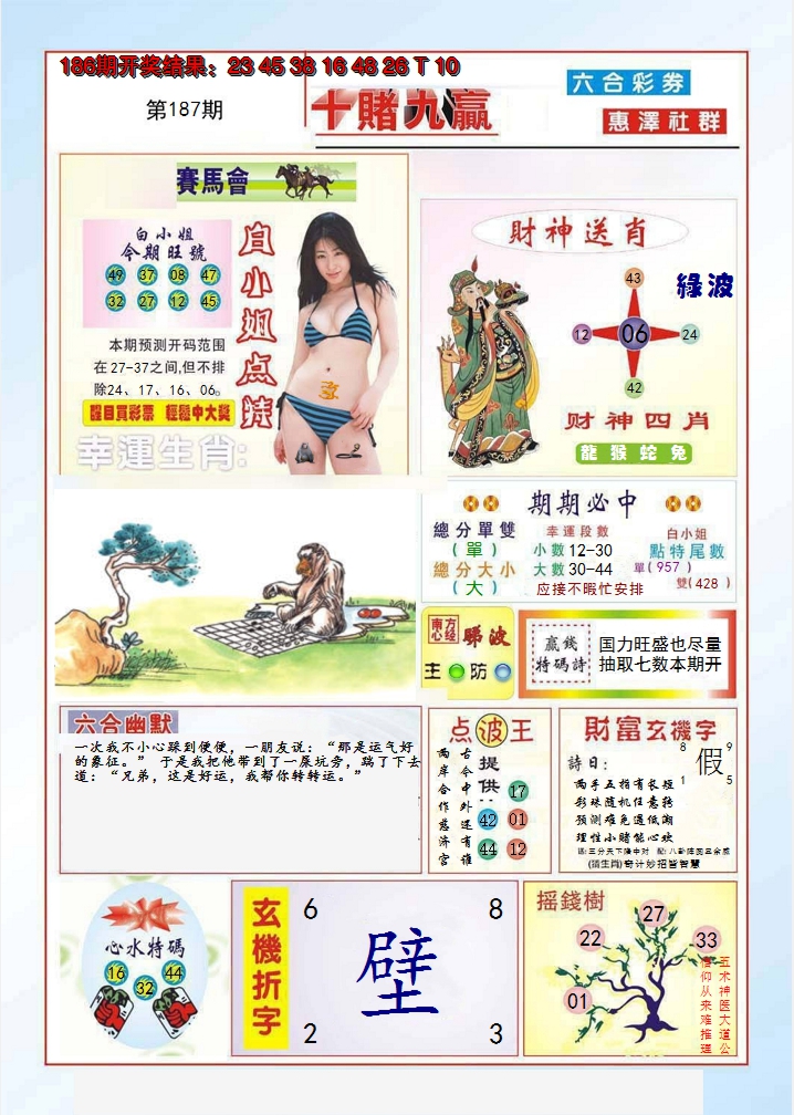 2024187期十赌九羸