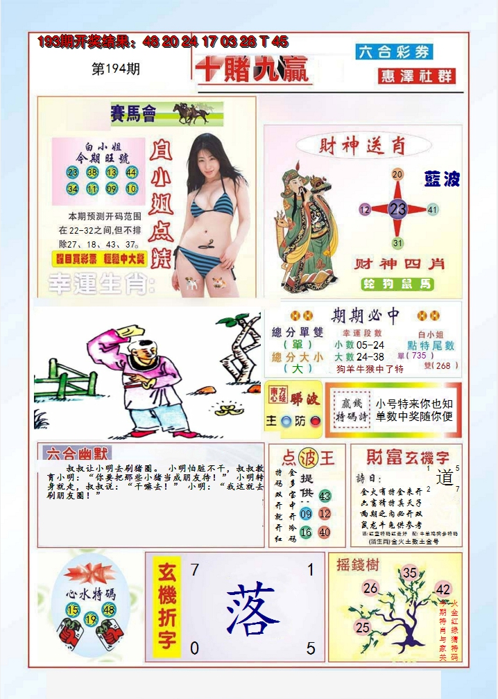 2024194期十赌九羸