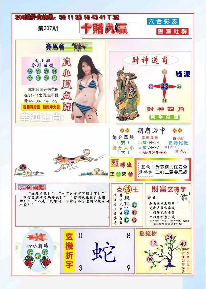 2024207期十赌九羸